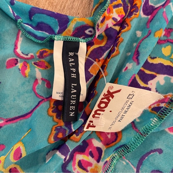 Vtg Y2K Ralph Lauren Swim Tie Skirt Cover Up Women’s Med Blue Floral Mesh Beach - Picture 3 of 8